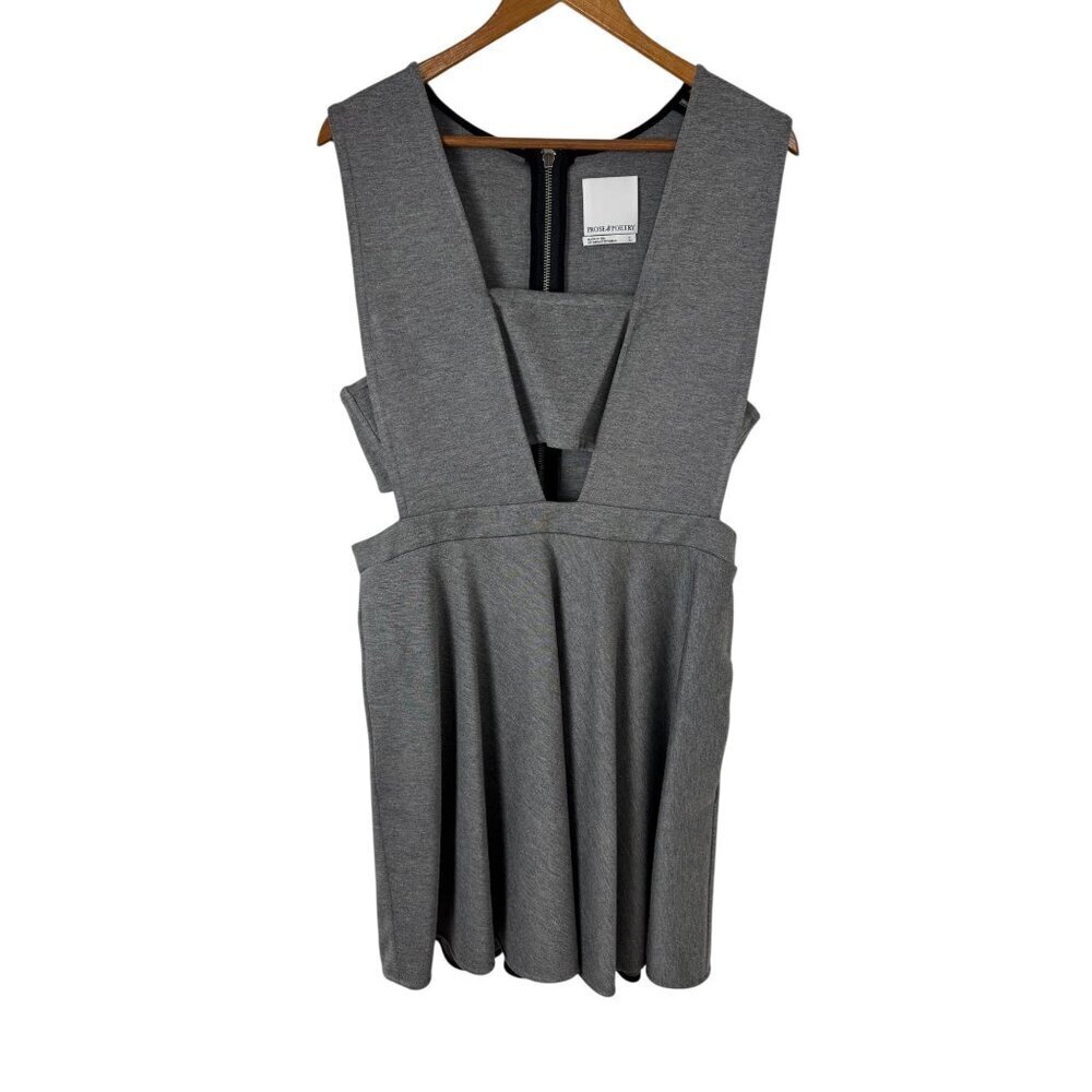 Prose & Poetry Kendra Deep V-Neck Cutout Dress Bandeau Heather Grey Large Fun